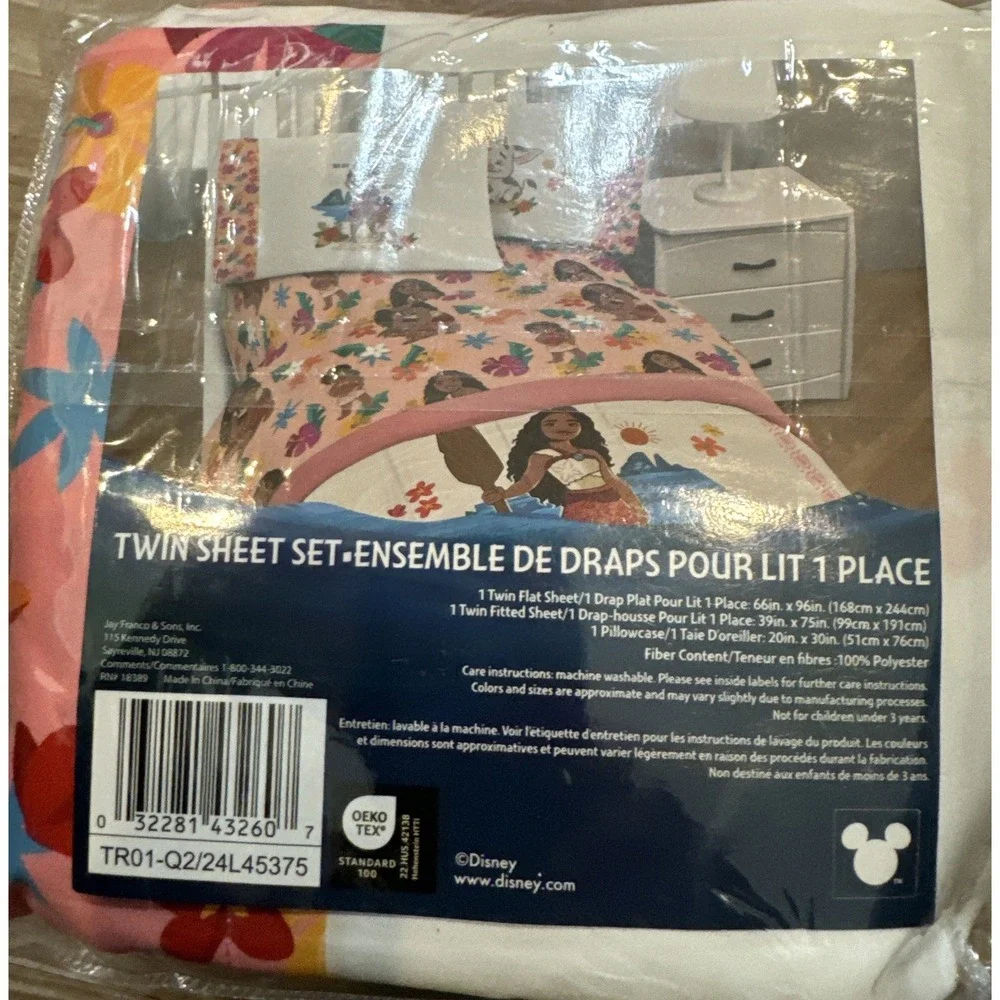 Jay Franco Disney Moana Twin Size Sheet Set w/‎ 3 piece bedding NIB